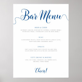 Menu Royal Blue Wedding Drinken Poster