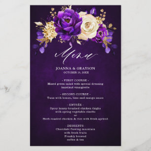 Menu Royal Paars Violet Gold Botanical Weddenschap