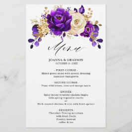Menu Royal Paars Violet Gold Botanical Weddenschap