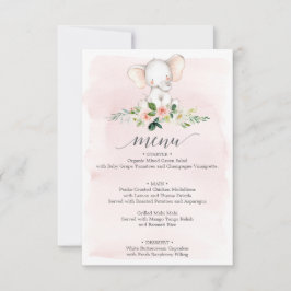 Menu Roze Baby shower Kaart