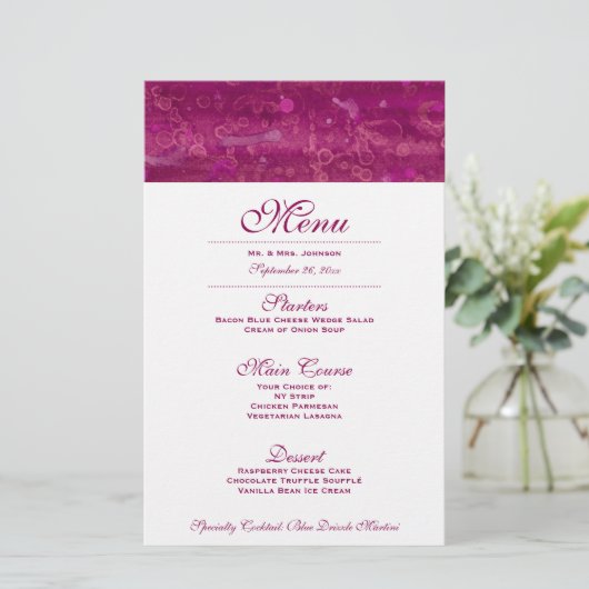 Menu Roze bruiloft (Staand voorkant)