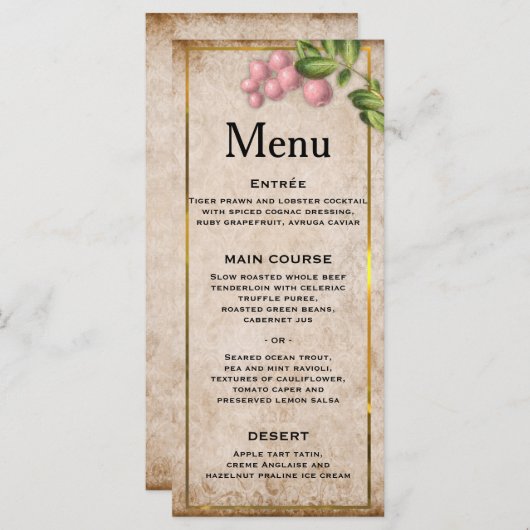 Menu  roze bruiloft (Voorkant / Achterkant)