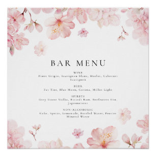 Menu Roze Cherry Blossom Flowers Perfect Poster
