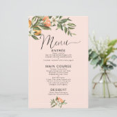 Menu Roze clementine Little Cutie Baby shower (Staand voorkant)