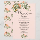 Menu Roze clementine Little Cutie Baby shower (Voorkant / Achterkant)