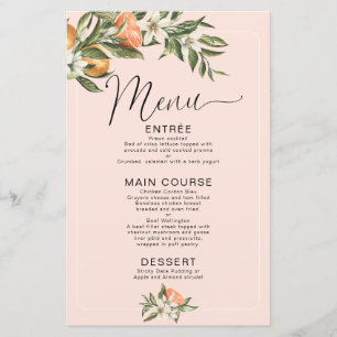 Menu Roze clementine Little Cutie Baby shower