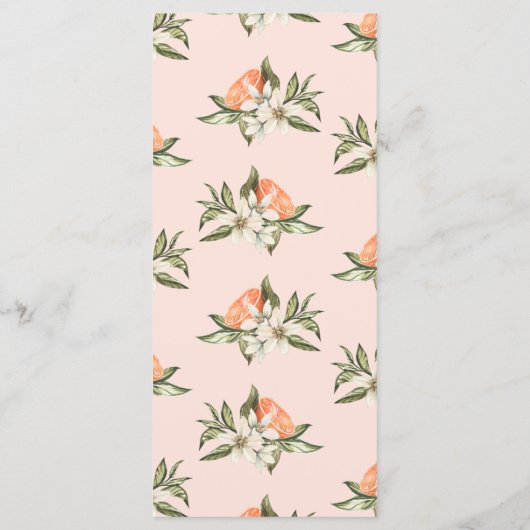 Menu Roze clementine Little Cutie Baby shower (Achterkant)