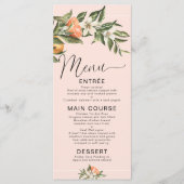 Menu Roze clementine Little Cutie Baby shower (Voorkant)