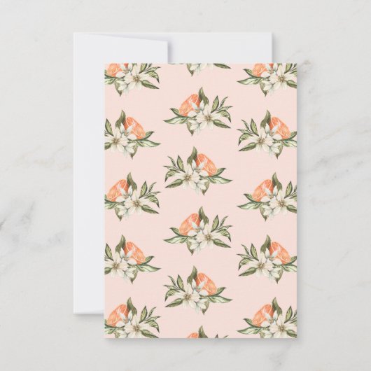 Menu Roze clementine Little Cutie Baby shower Kaart (Achterkant)