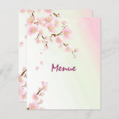Menu Roze en Cream Magnolia Blossom Wedding (Voorkant / Achterkant)