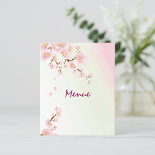 Menu Roze en Cream Magnolia Blossom Wedding (Staand voorkant)