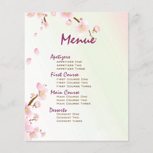 Menu Roze en Cream Magnolia Blossom Wedding (Achterkant)
