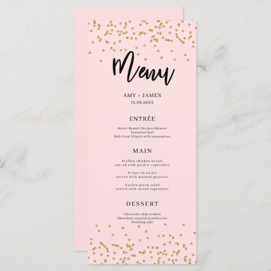 Menu Roze en Gold Glitter (Voorkant / Achterkant)