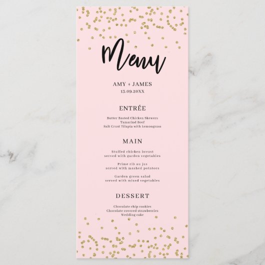 Menu Roze en Gold Glitter (Voorkant)