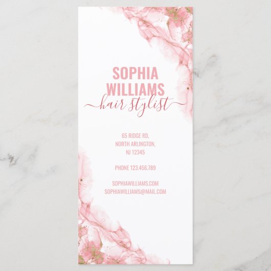 Menu Roze en Gold Liquid Waterverf Salon Service (Achterkant)