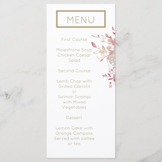 Menu Roze en Gold Modern Minimalist Wedding (Voorkant)