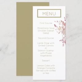 Menu Roze en Gold Modern Minimalist Wedding