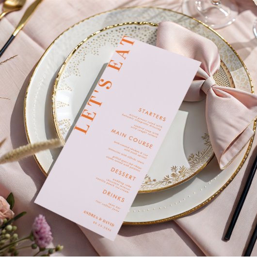 Menu Roze en Oranje perachy Abriot Crush Wedding