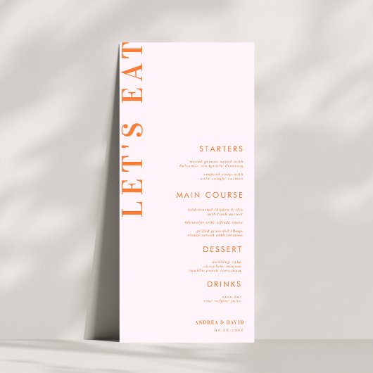 Menu Roze en Oranje perachy Abriot Crush Wedding