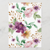 Menu Roze en Paarse Rozen bloemen Baby shower (Achterkant)