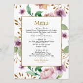 Menu Roze en Paarse Rozen bloemen Baby shower (Voorkant)
