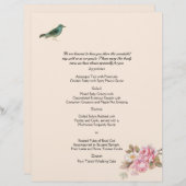 Menu  roze en Robin Wedding (Voorkant / Achterkant)