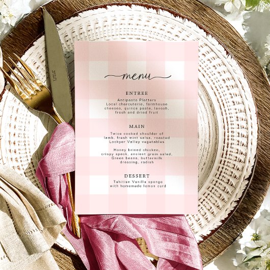 Menu Roze Gingham