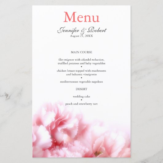 Menu Roze internachting (Voorkant)