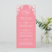 Menu Roze kabelweddenschap (Staand voorkant)