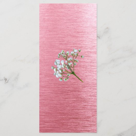 Menu Roze metalen moderne bruiloft (Achterkant)