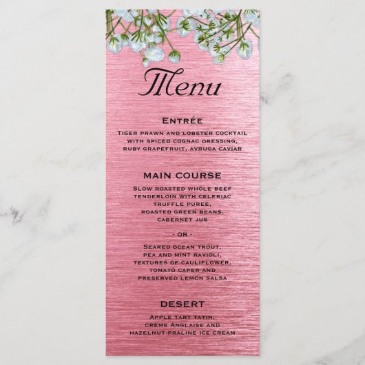 Menu Roze metalen moderne bruiloft (Voorkant)