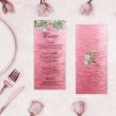 Menu Roze metalen moderne bruiloft