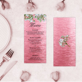 Menu Roze metalen moderne bruiloft