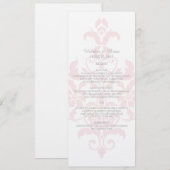 Menu Roze subtle Damask Wedding (Voorkant / Achterkant)
