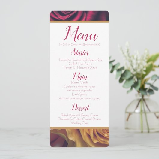 Menu rozen kaart (Staand voorkant)