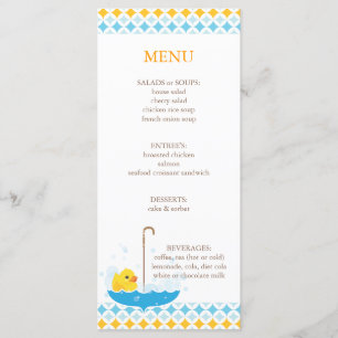 Menu Rubber Ducky Baby shower