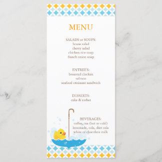 Menu Rubber Ducky Baby shower