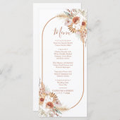 Menu Rust Boho en Pampas Grass Wedding Dinner (Voorkant / Achterkant)