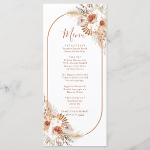 Menu Rust Boho en Pampas Grass Wedding Dinner