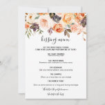 Menu Rustic Autumn Elegant Floral Kissing<br><div class="desc">Dit prachtige herfstmenu met elegante florale kus is perfect voor een eenvoudige trouwreceptie. Het ontwerp schildert met de hand getrokken gouden,  paarse,  gele en verbluffende mooie rozen met groene bladeren,  die de kleurrijke schoonheid van de herfst inspireren.</div>