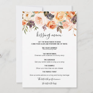 Menu Rustic Autumn Elegant Floral Kissing