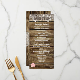 Menu Rustic Barn Wood & Lace Wedding