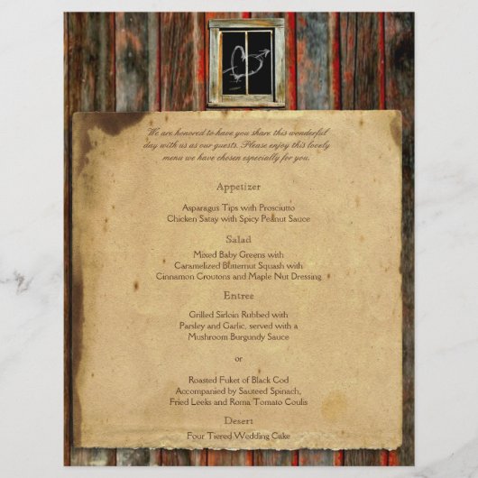 Menu Rustic Barn Wood Wedding (Voorkant)