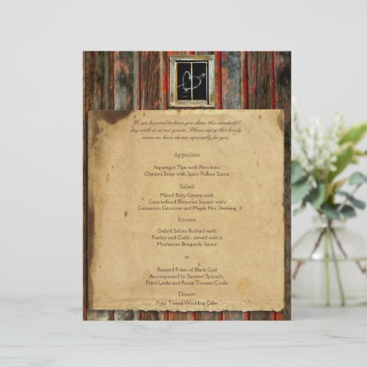 Menu Rustic Barn Wood Wedding (Staand voorkant)