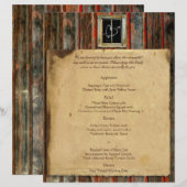 Menu Rustic Barn Wood Wedding (Voorkant / Achterkant)