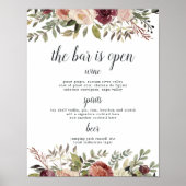 Menu Rustic Bloom Wedding Bar Poster (Voorkant)