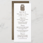 Menu Rustic Burlap Mason Jar Wedding (Voorkant / Achterkant)