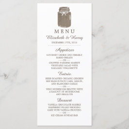 Menu Rustic Burlap Mason Jar Wedding