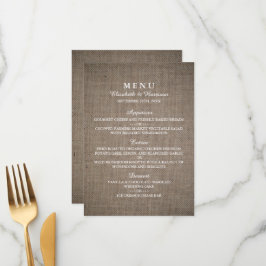 Menu Rustic Burlap Wedding