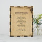 Menu Rustic Country Black Sepia Checks Wedding (Staand voorkant)